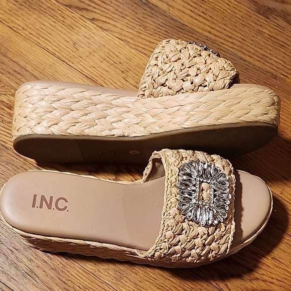 INC International Concepts Women's Beige Embellished Slide Sandals - Picture 3 of 4
